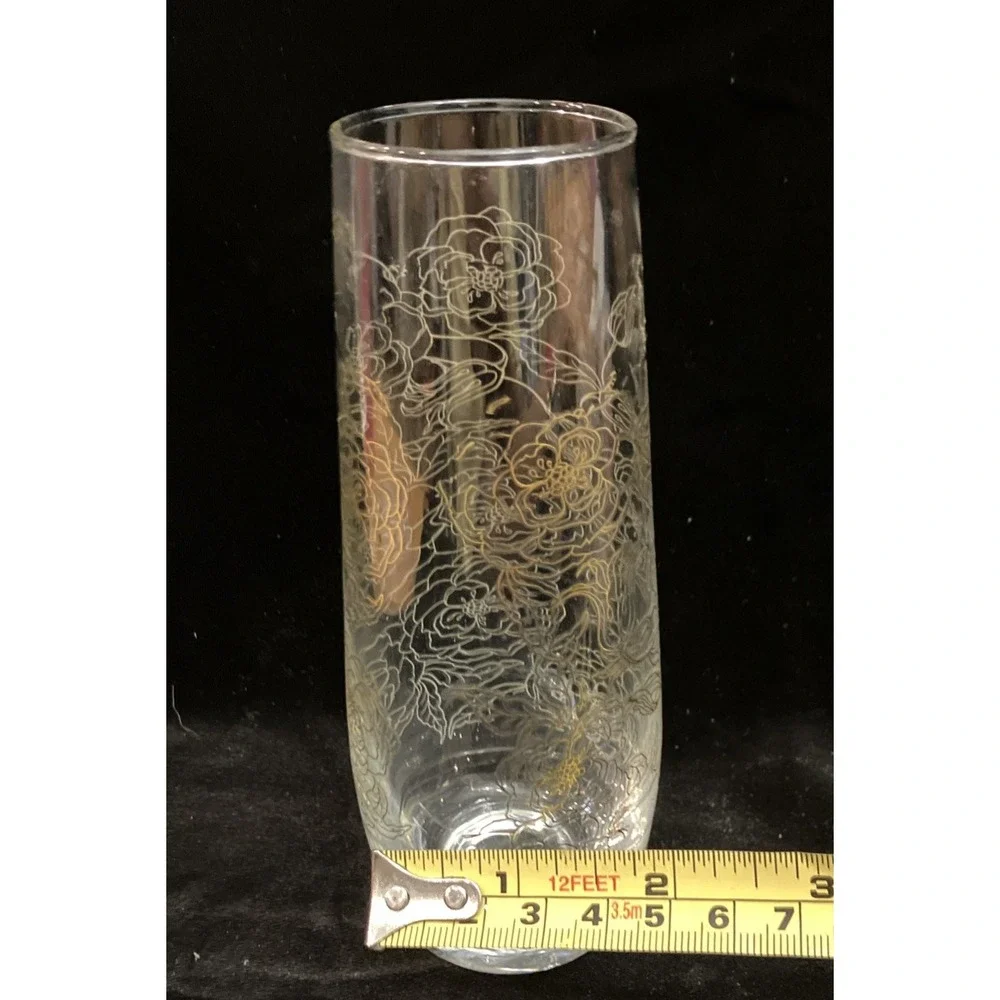 Stemless Champagne Flute Gold Gilded Rose Bouquet Wine Glass Vase Replacement